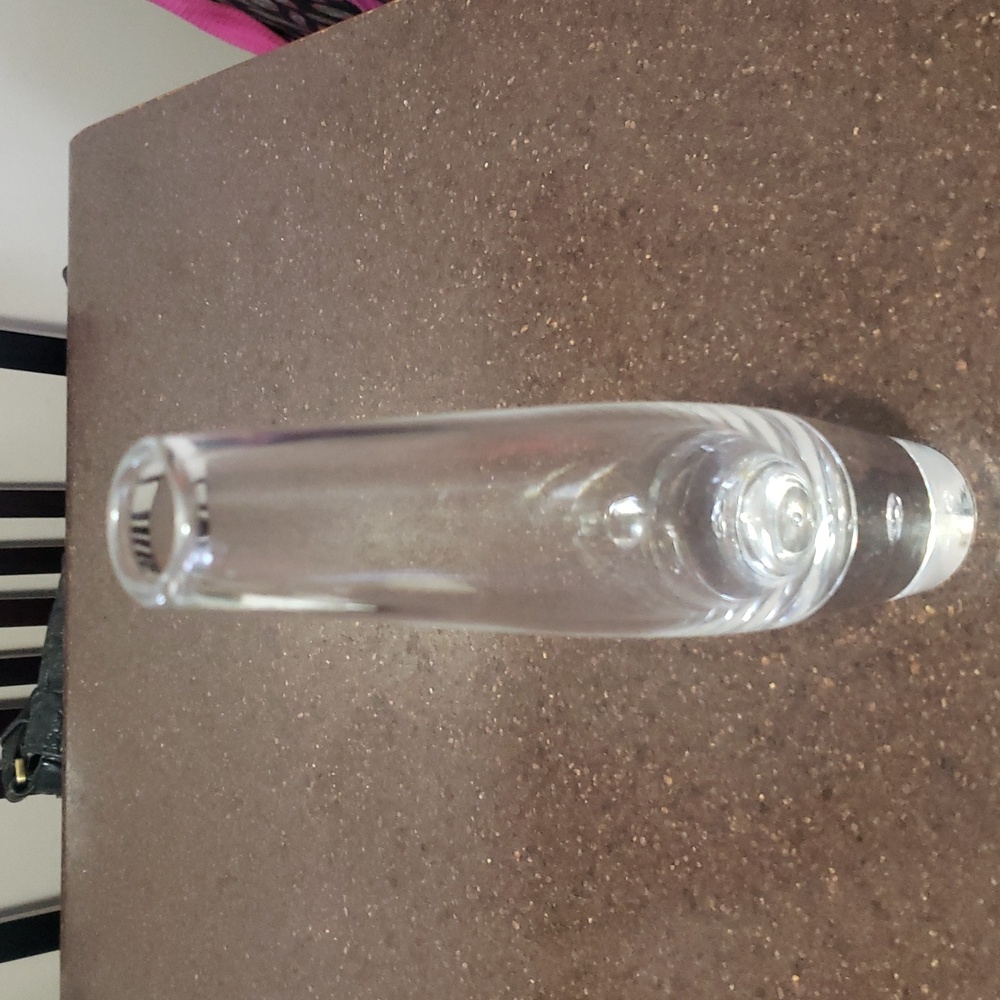 Signed Steuben Glass Vaseline David Hills Air Bubble Clear.